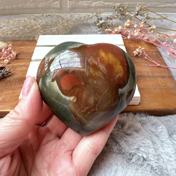 Beautiful Polychrome Jasper Heart - Picture 2 of 7